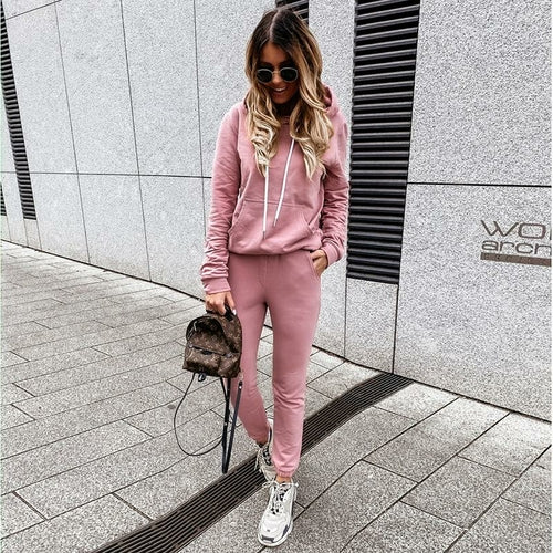 Long Sleeve Top Shirt Loose And Long Pants Bottom Sports Women Set