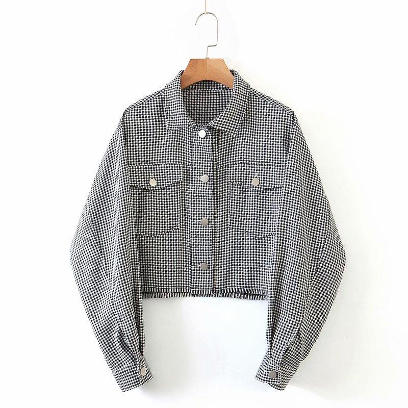 Plaid Long Sleeve Short Jacket Coat