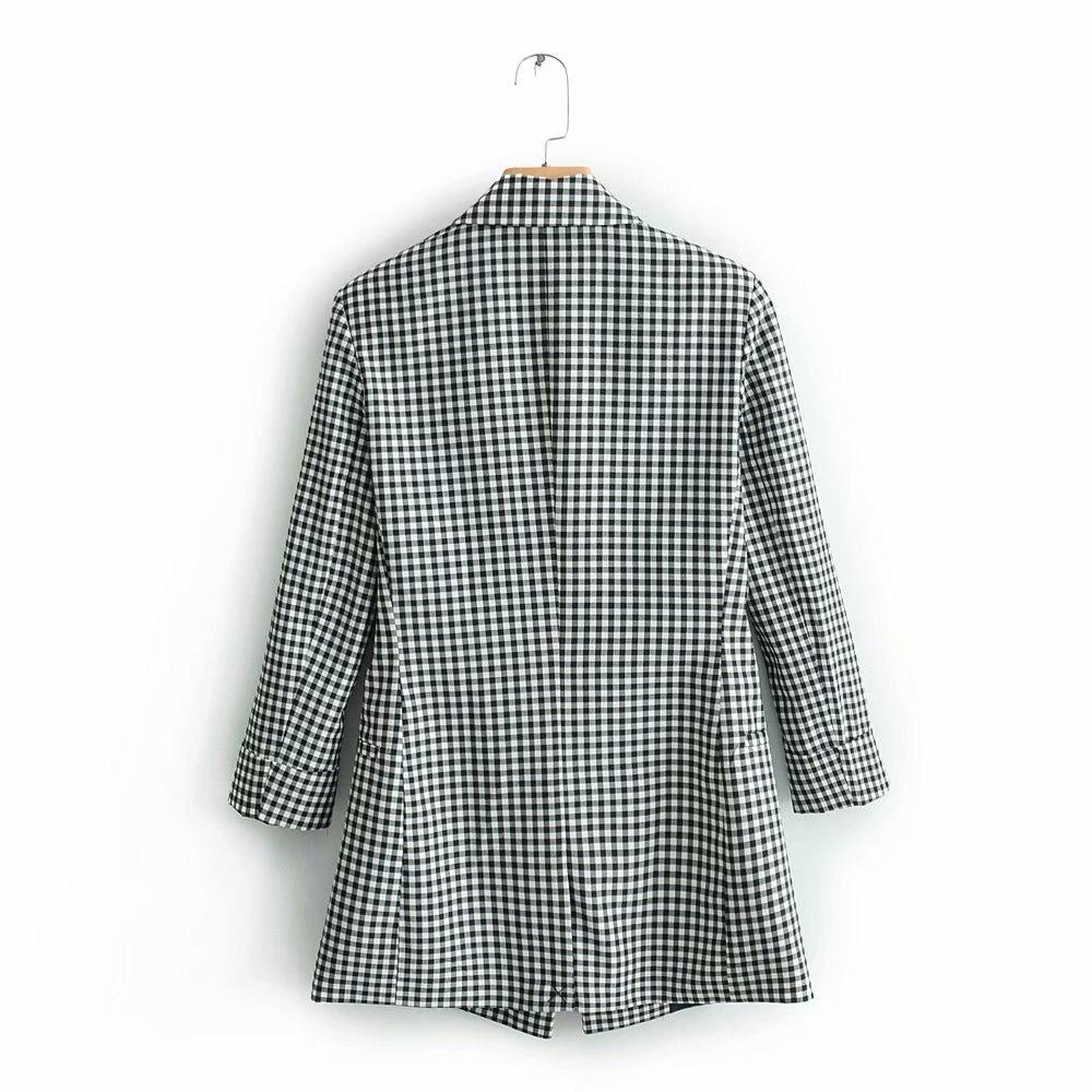 Women Plaid Elegant Blaze Office Lady Casual Jacket