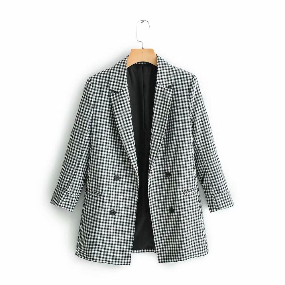 Women Plaid Elegant Blaze Office Lady Casual Jacket