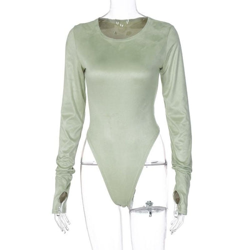 Women Solid Long Sleeve Bodysuit