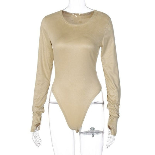 Women Solid Long Sleeve Bodysuit