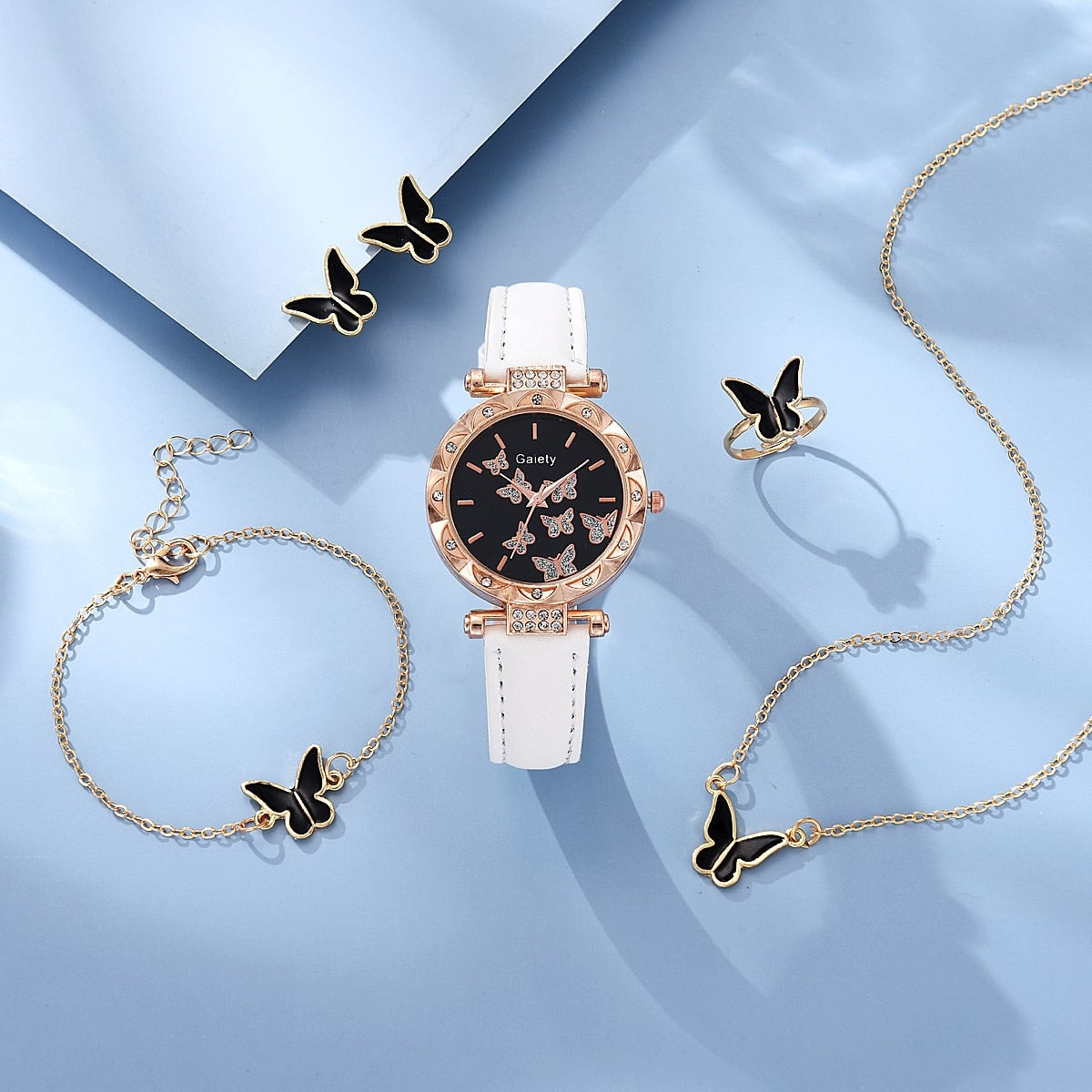 Women Watch Bracelet Set Necklace | Leather Earrings Bracelet Set