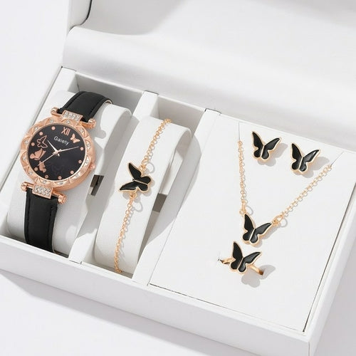 Women Watch Bracelet Set Necklace | Leather Earrings Bracelet Set