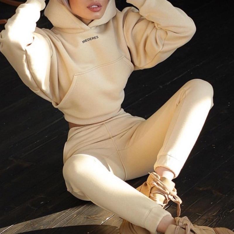 Leisure Long Sleeve Suit Women's Home Set Hooded Loose Women's Two