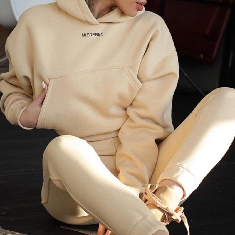 Leisure Long Sleeve Suit Women's Home Set Hooded Loose Women's Two