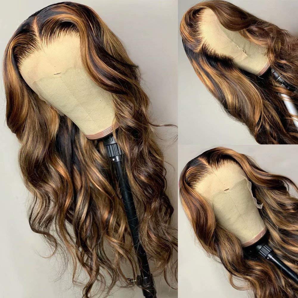 Highlight Wig Human Hair Body Wave Lace Front Wigs For Woman Human