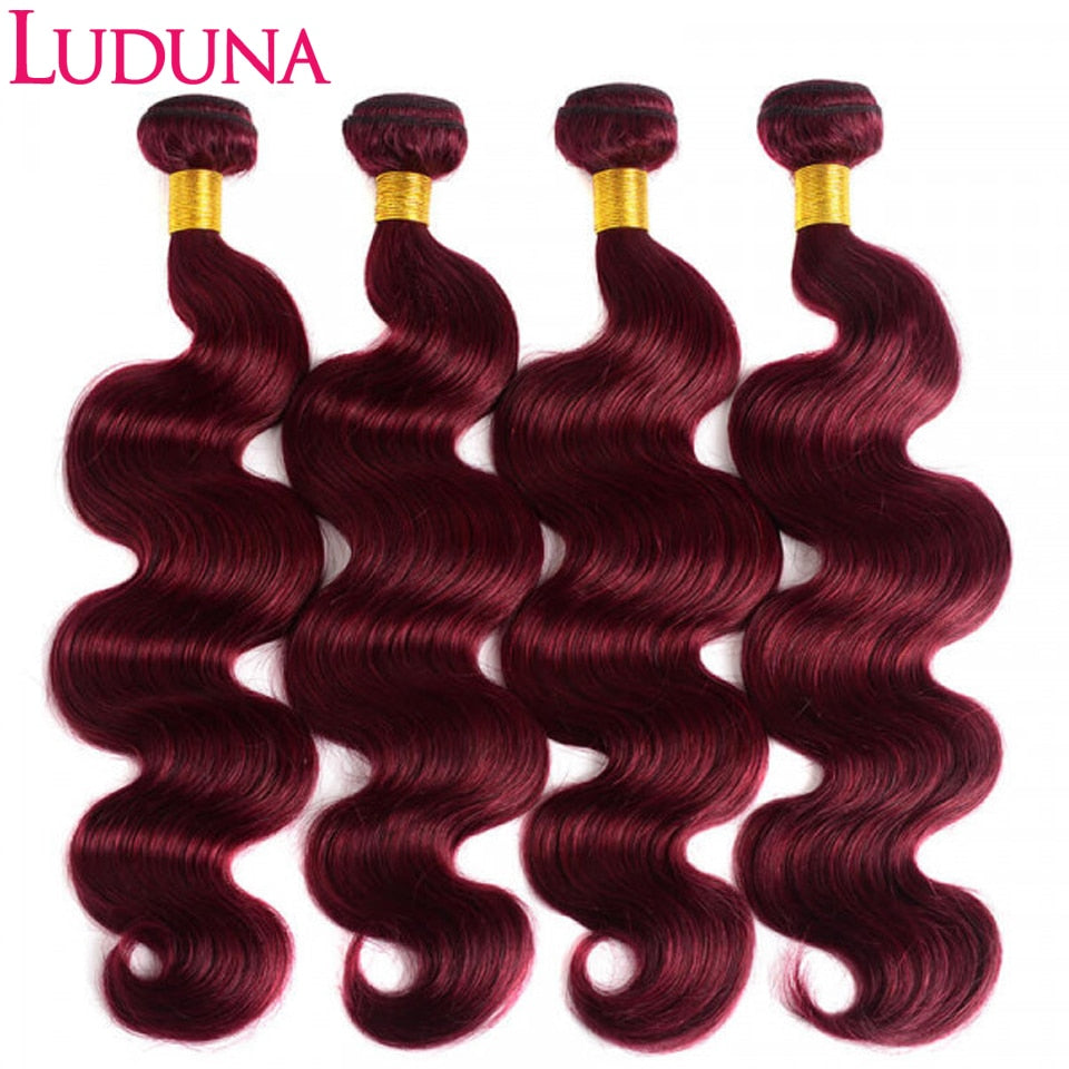 Human Hair Bundles Burgundy Body Wave | Brazilian Hair Bundles Body