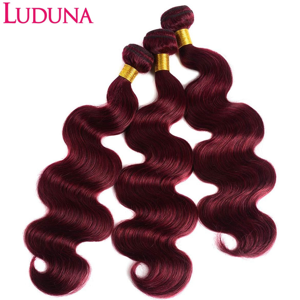 Human Hair Bundles Burgundy Body Wave | Brazilian Hair Bundles Body