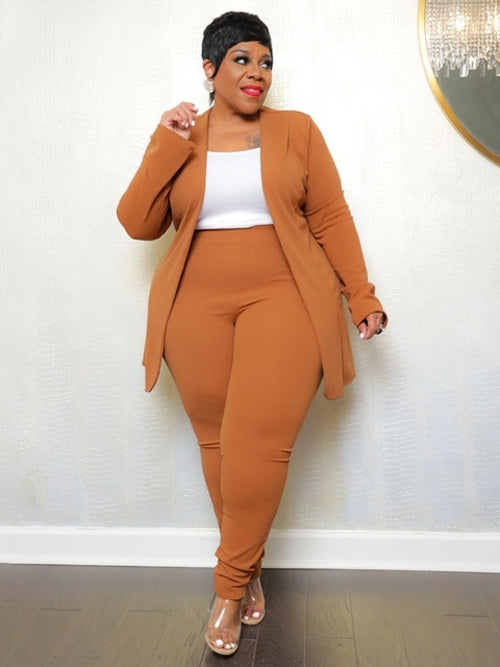 Plus Size Two Piece Outfits Women Matching Suit Solid Top Leggings