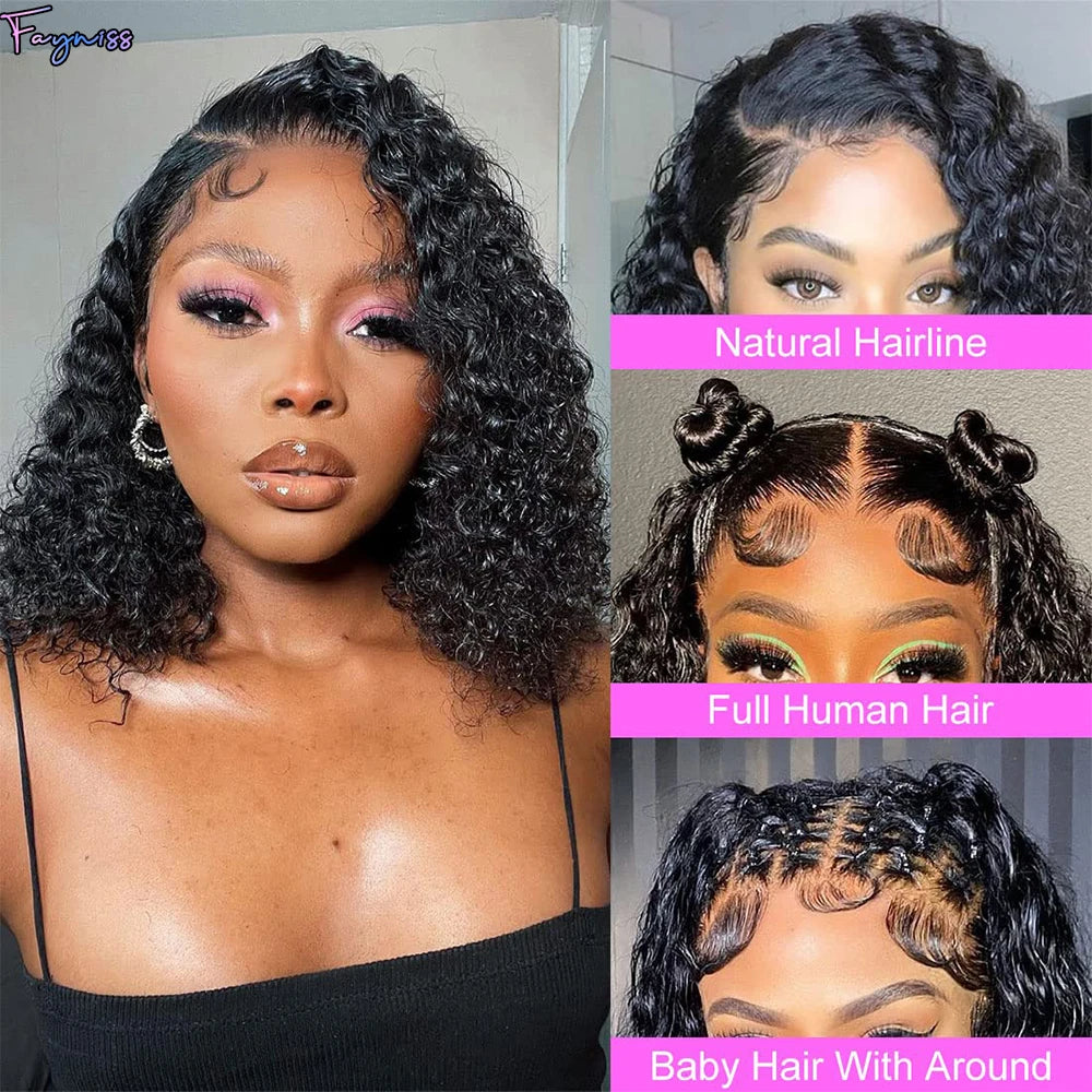 Fayniss Wear And Go Deep Wave Bob Wigs For Women Human Hair Curly