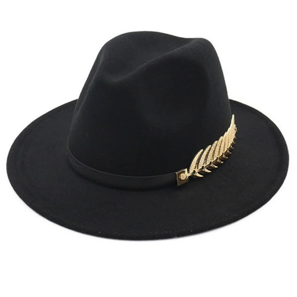 Simple Women Men Wool Vintage Trilby Felt Fedora Hat with Wide Brim