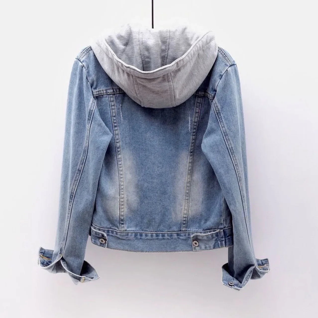 Denim Jacket Woman Hooded Short Style Clothing Retro Topcoat Pocket