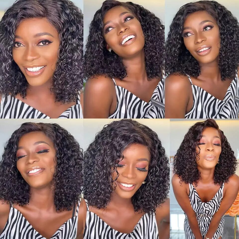 Wear And Go Bob Wig Short Curly Human Hair Wigs Glueless Preplucked