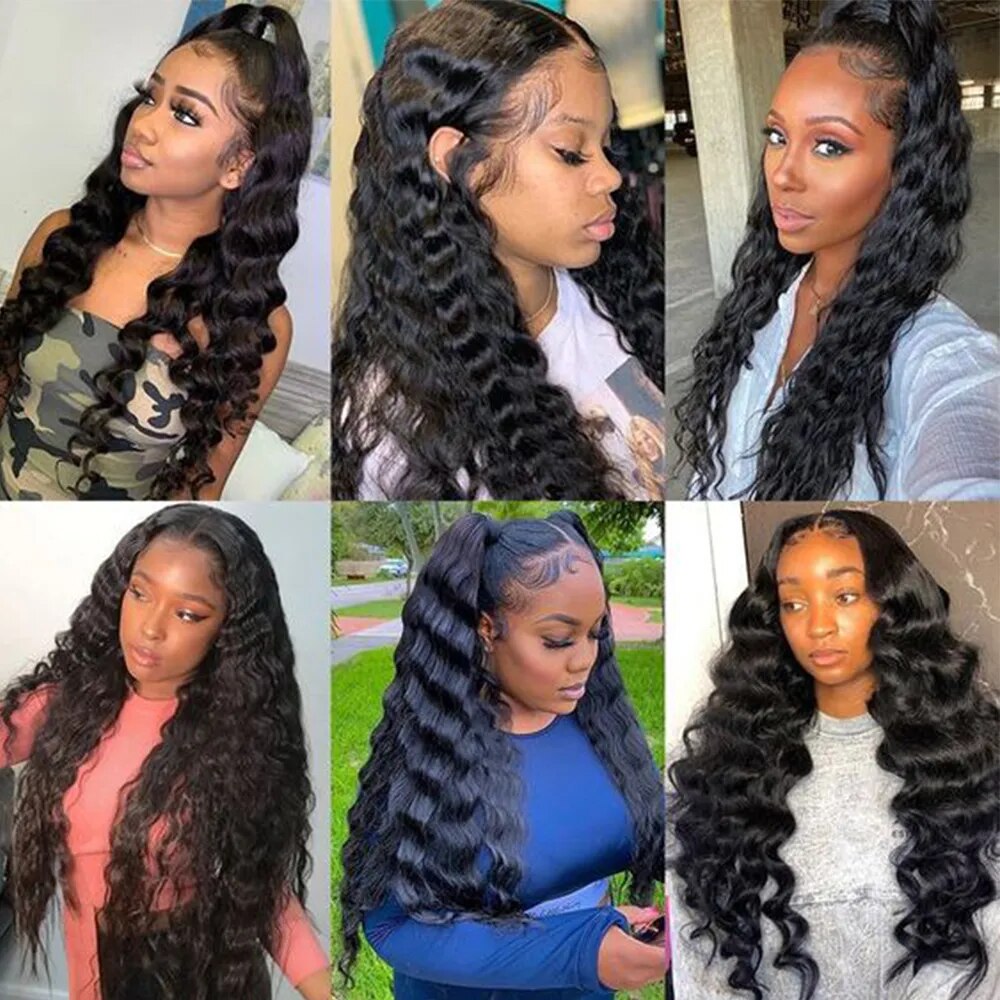 32Inch 180% Density 13x4 13x6 Deep Wave Transparent Lace Frontal Wigs