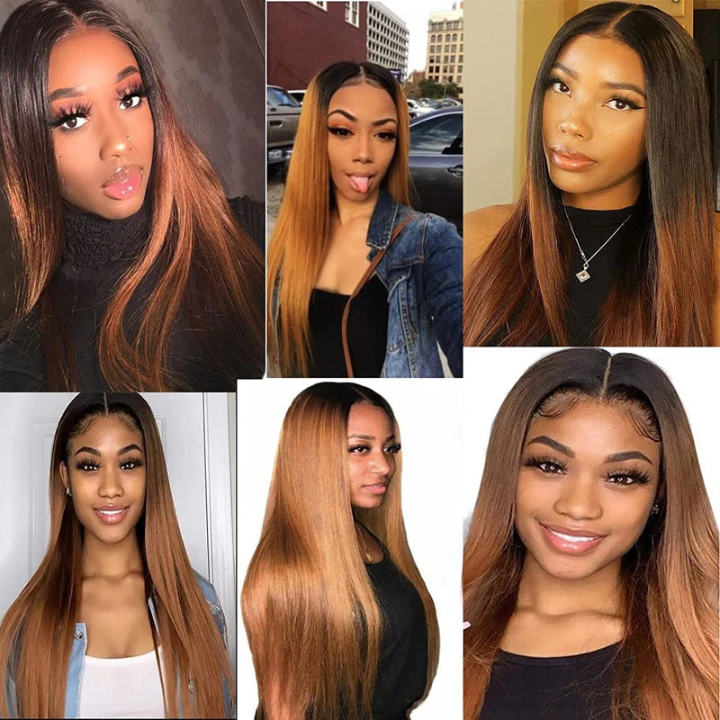 70g/pc Blonde Bundles With Closure 1B 30 Brazilian Straight Hair