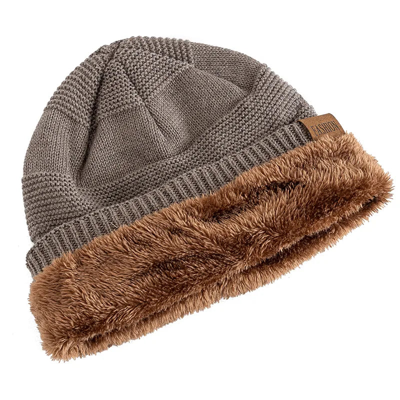 New Unisex Slouchy Winter Hats Add Fur Lined Men And Women Warm Beanie