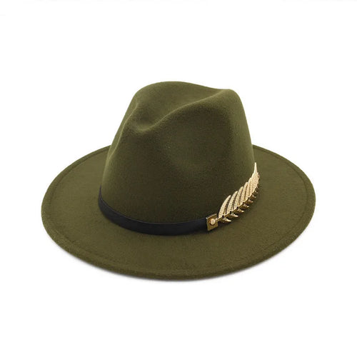 Simple Women Men Wool Vintage Trilby Felt Fedora Hat with Wide Brim