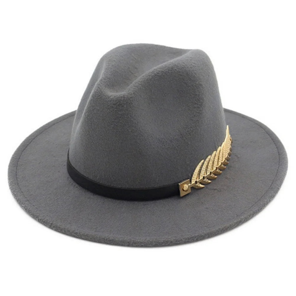 Simple Women Men Wool Vintage Trilby Felt Fedora Hat with Wide Brim