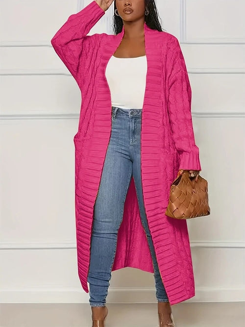 Plus Size Fall and Winter New 2023 Women's Solid Color Cardigan,