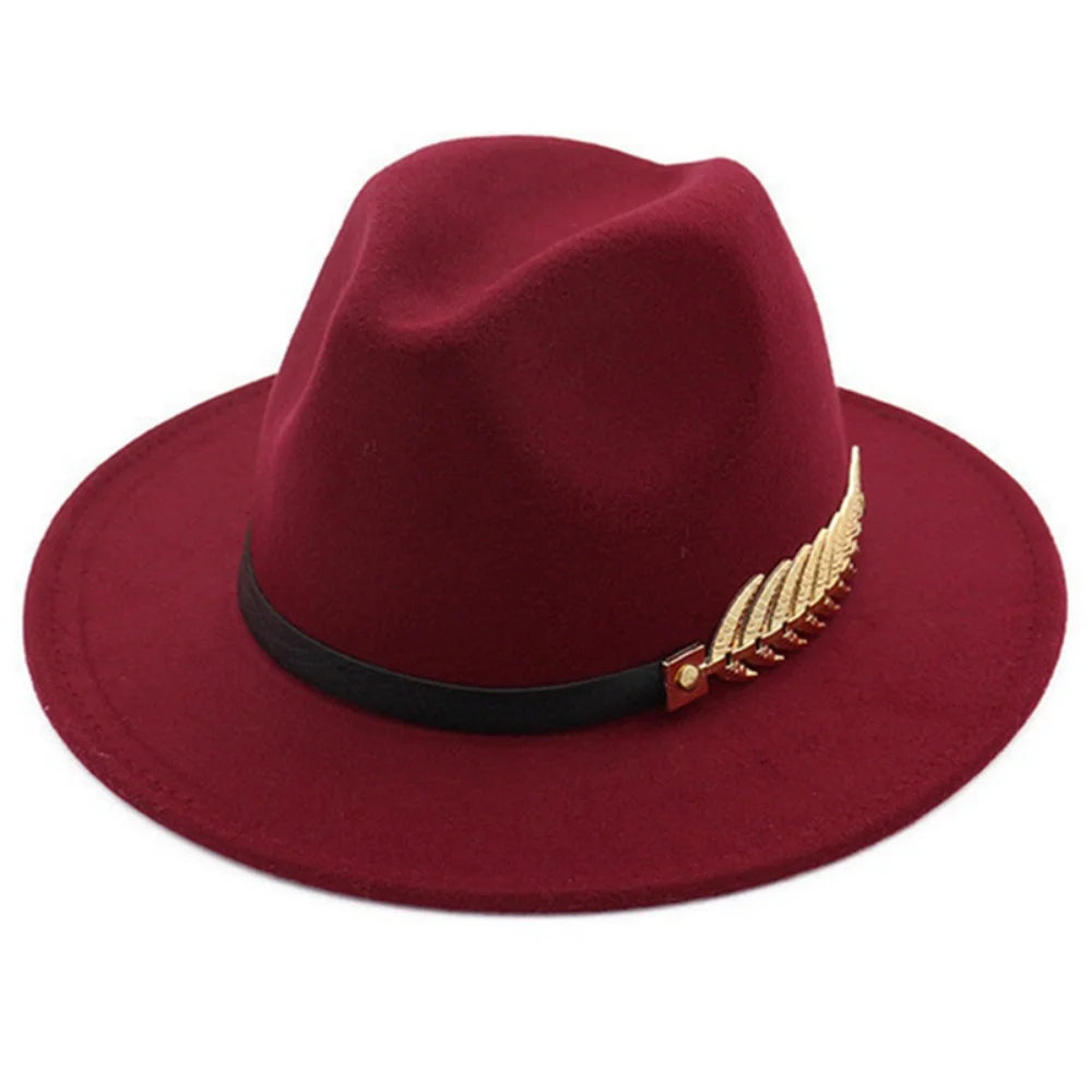 Simple Women Men Wool Vintage Trilby Felt Fedora Hat with Wide Brim