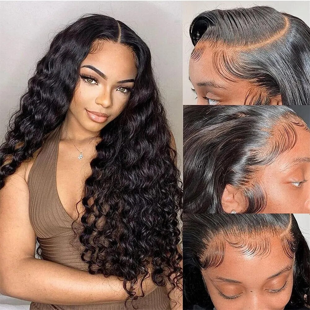 32Inch 180% Density 13x4 13x6 Deep Wave Transparent Lace Frontal Wigs