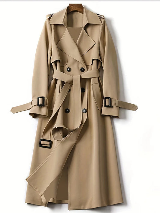 2023 Fall and Winter New Plus Size Women's Double Breasted Trench Coat