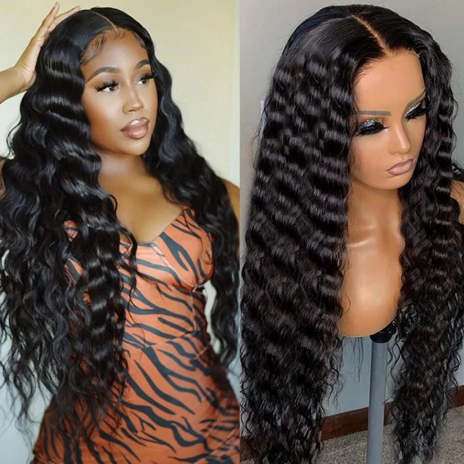 32Inch 180% Density 13x4 13x6 Deep Wave Transparent Lace Frontal Wigs