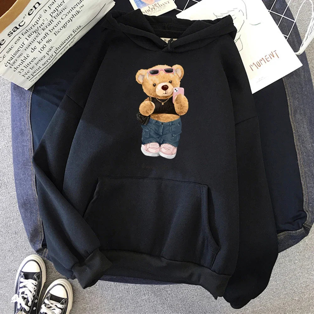 Plus Size Street Teddy Bear Selfie Swag Girl Funny Women Man Clothes