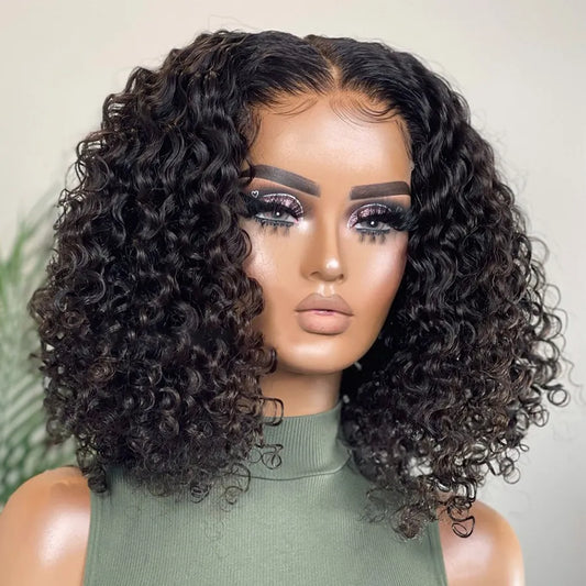 Wear And Go Bob Wig Short Curly Human Hair Wigs Glueless Preplucked