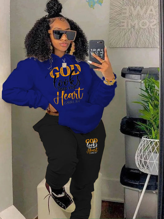 LW Plus Size Woman Tracksuit Two Piece Set Winter Warm Hoodies+Pants