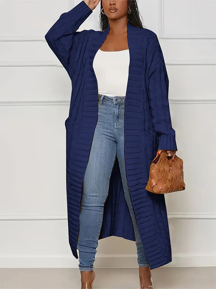 Plus Size Fall and Winter New 2023 Women's Solid Color Cardigan,