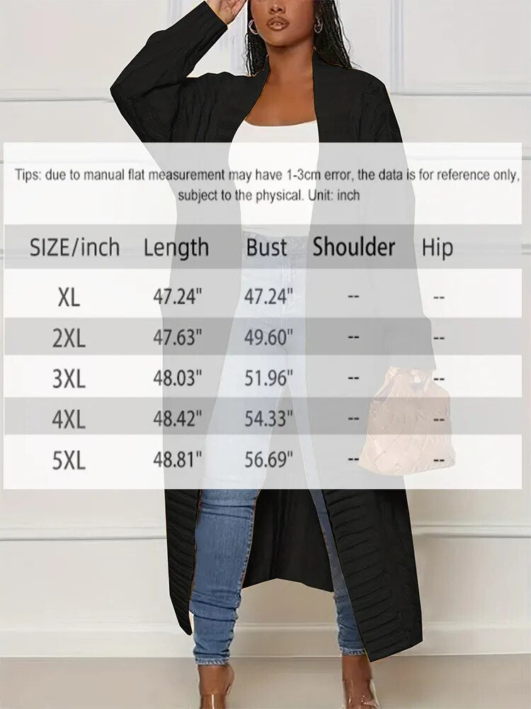 Plus Size Fall and Winter New 2023 Women's Solid Color Cardigan,