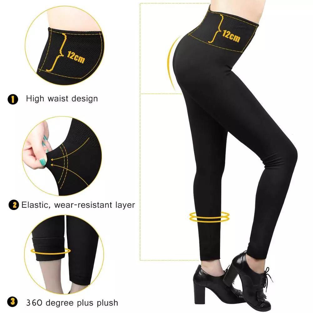 2 Pack Women’s Fleece Lined Leggings High Waist Stretchy warm Leggings