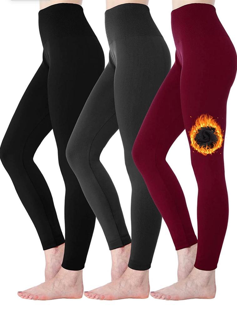 2 Pack Women’s Fleece Lined Leggings High Waist Stretchy warm Leggings