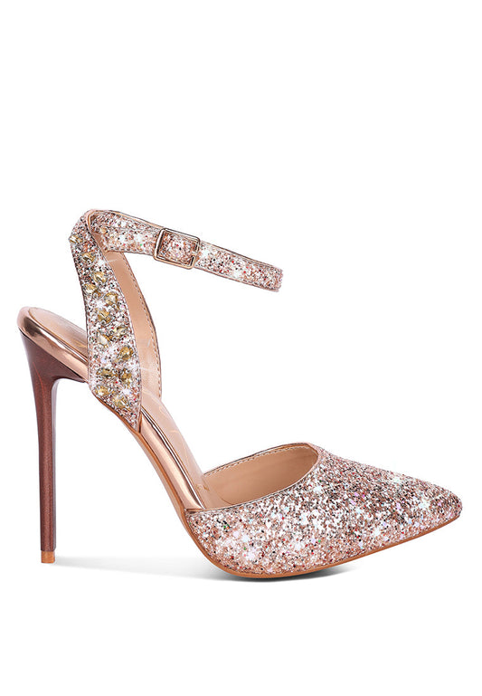 cloriss diamante embellished glitter high heels