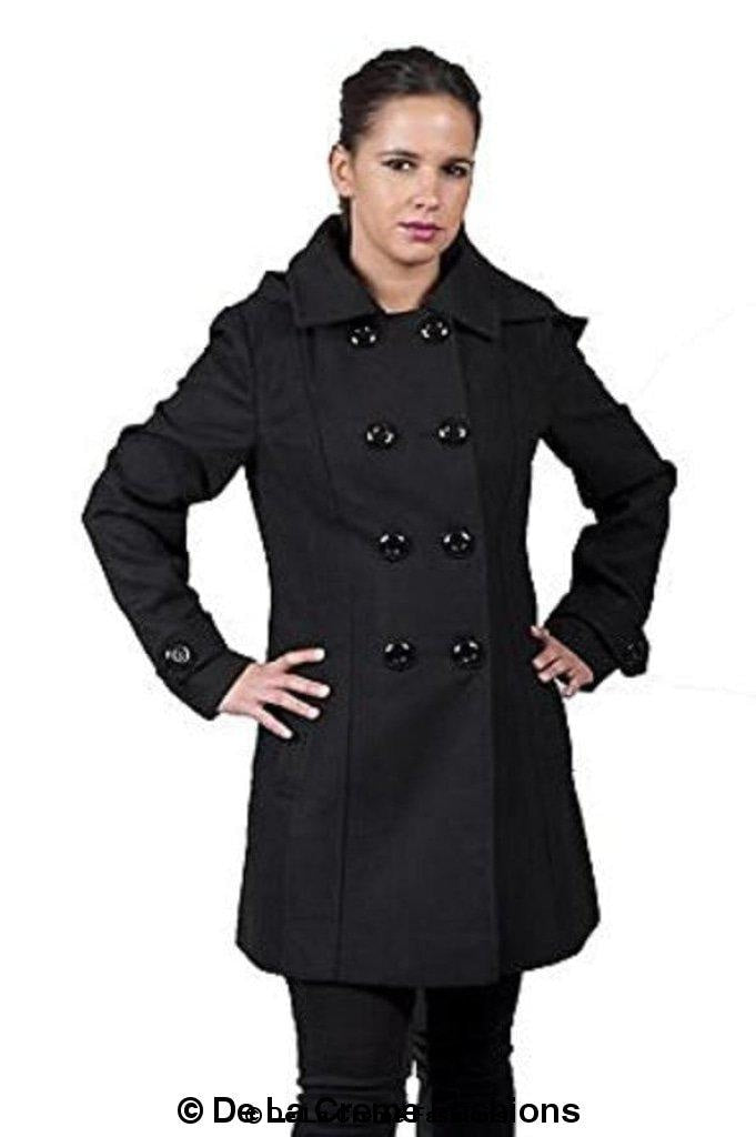 Womens Wool Feel Double Breasted Hooded Coat